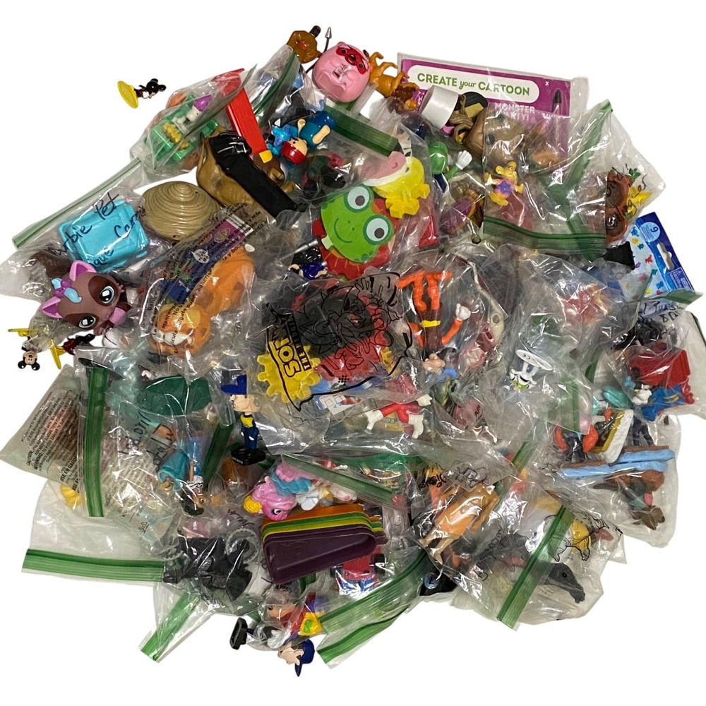 Junk Drawer Small Toy Lot 70+ Items Modern Vtg Kids Meal Cake Topper Crafts DIY